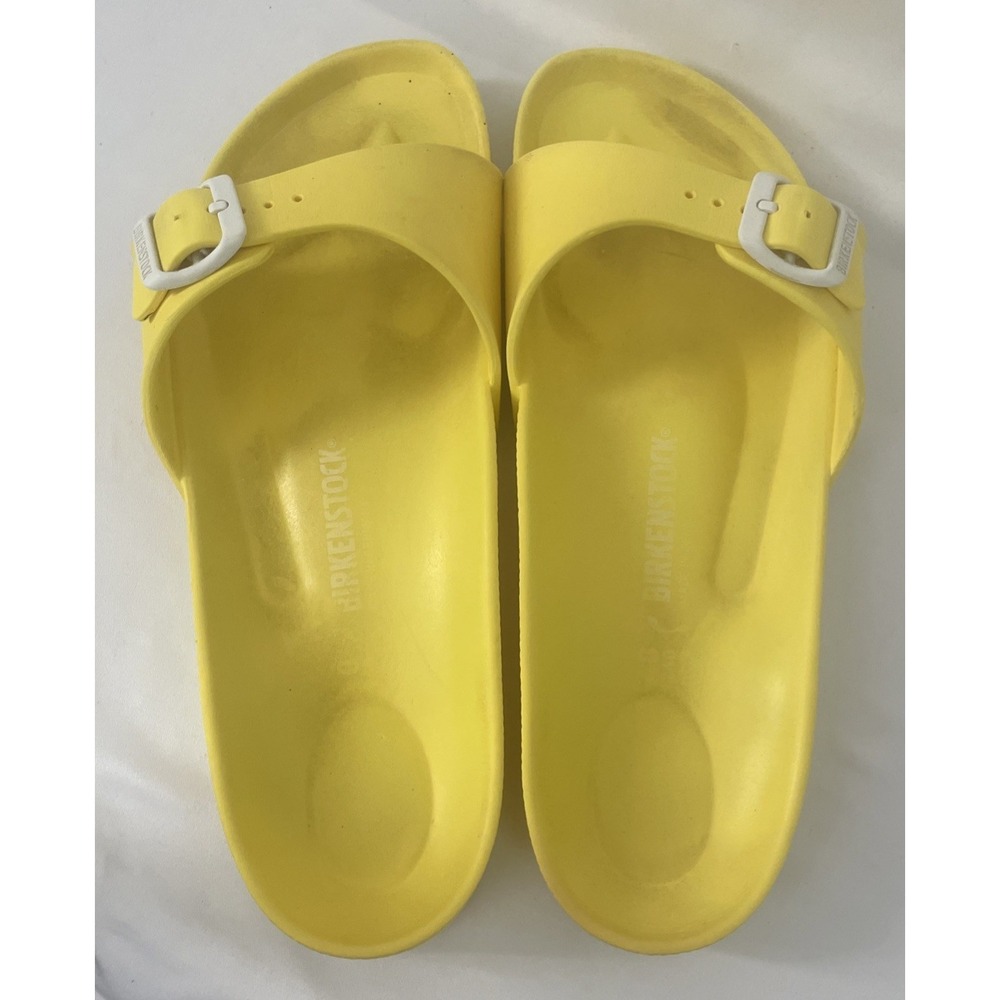 Birkenstock EVA Neon Yellow Single Strap Slide Sandals Womens 40 - Picture 9 of 16